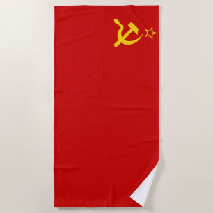 USSR Soviet Union Flag Communist Sickle and Hammer Beach Towel