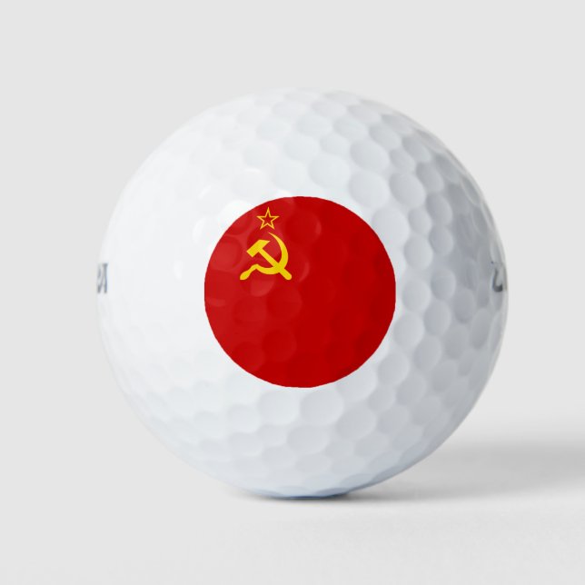 USSR Soviet Union Flag Communist Sickle and Hammer Golf Balls (Front)