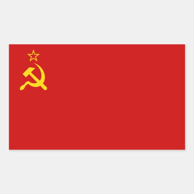 USSR Soviet Union Flag Communist Sickle and Hammer Rectangular Sticker (Front)
