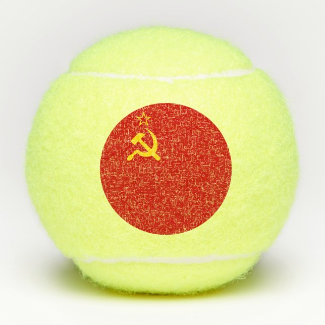 USSR Soviet Union Flag Communist Sickle and Hammer Tennis Balls (Front)