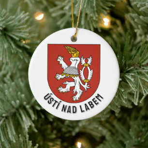 Ústí nad Labem coat of arms, Czech Republic Ceramic Tree Decoration