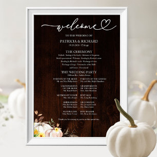 ustic Fall Sunflower Pumpkin Wedding Program Sign