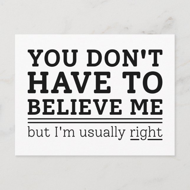 Usually Right Postcard (Front)