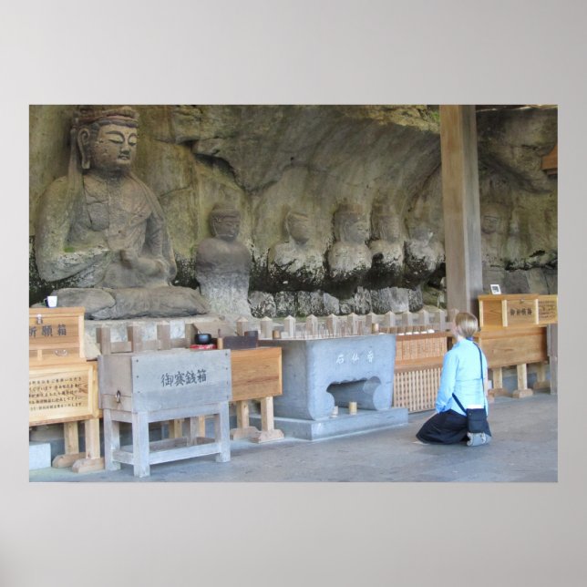 Usuki Stone Buddhas with visitor Poster (Front)