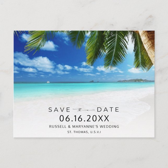 USVI Destination Wedding Save the Date Announcement Postcard (Front)