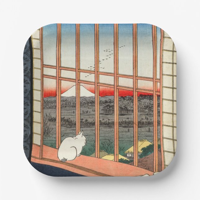Utagawa Hiroshige - Asakusa Rice fields Paper Plate (Front)