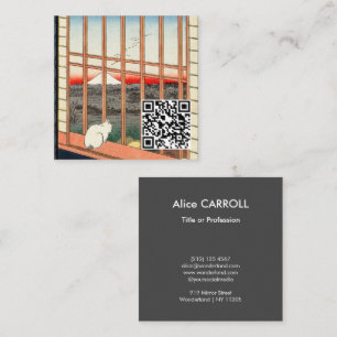 Utagawa Hiroshige - Asakusa Rice fields - QR Code Square Business Card
