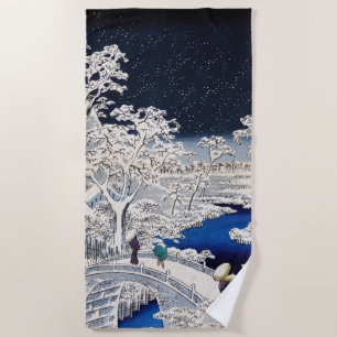 Utagawa Hiroshige - Drum Bridge at Meguro Beach Towel