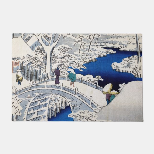 Utagawa Hiroshige - Drum Bridge at Meguro Doormat (Front)