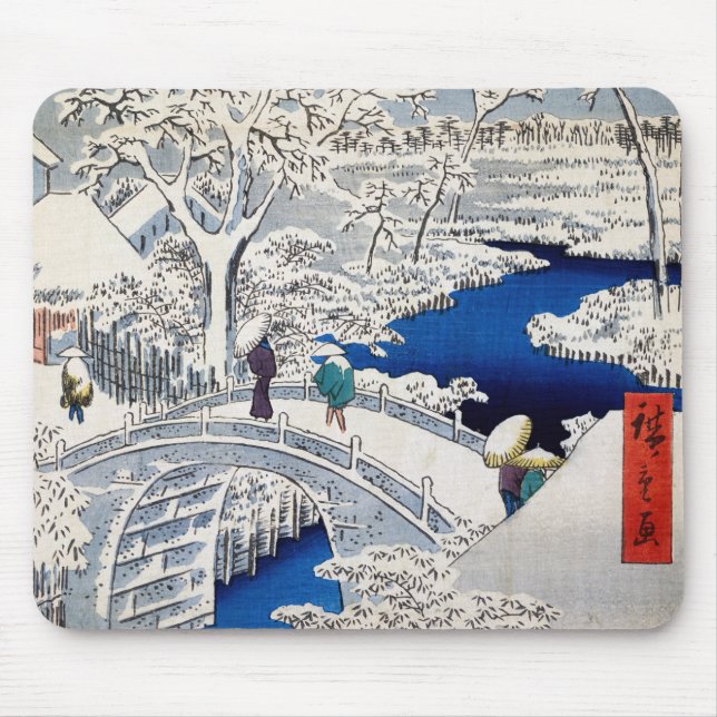 Utagawa Hiroshige - Drum Bridge at Meguro Mouse Mat (Front)
