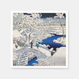 Utagawa Hiroshige - Drum Bridge at Meguro Napkin