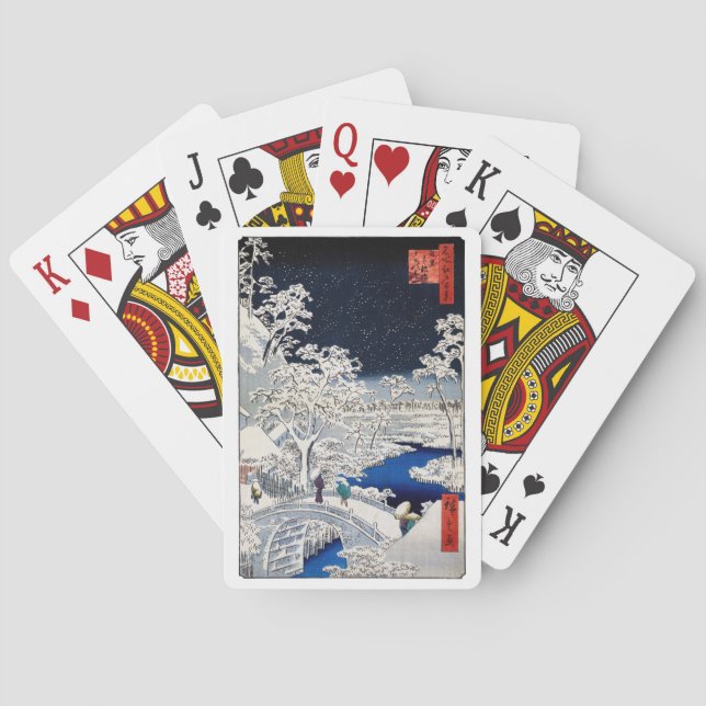Utagawa Hiroshige - Drum Bridge at Meguro Playing Cards (Back)