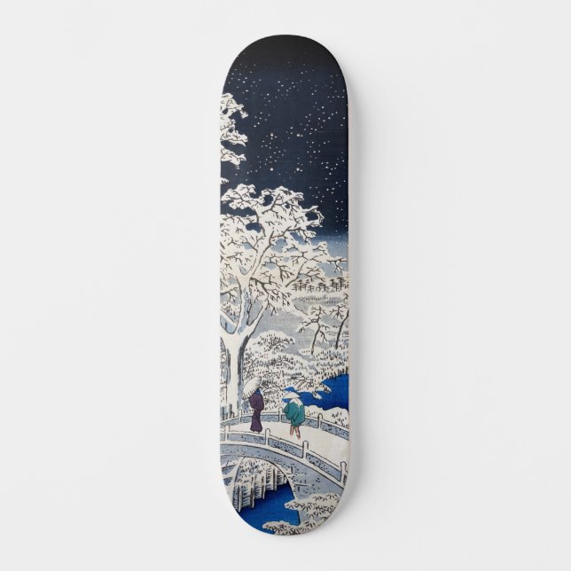 Utagawa Hiroshige - Drum Bridge at Meguro Skateboard (Front)