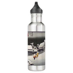 Utagawa Hiroshige - Evening Snow at Kanbara 710 Ml Water Bottle