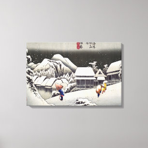 Utagawa Hiroshige - Evening Snow at Kanbara Canvas Print
