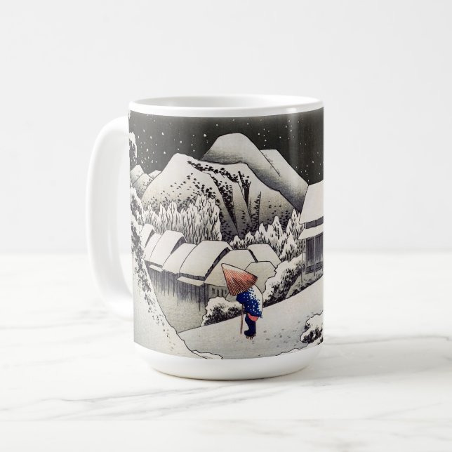 Utagawa Hiroshige - Evening Snow at Kanbara Coffee Mug (Front Left)