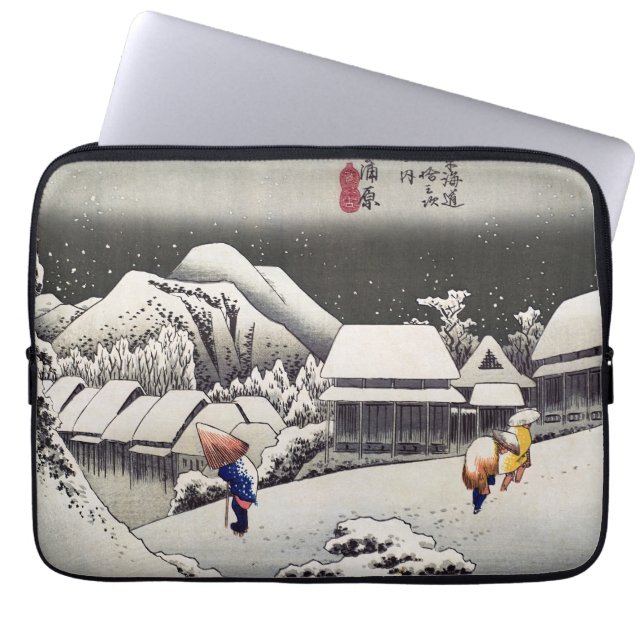 Utagawa Hiroshige - Evening Snow at Kanbara Laptop Sleeve (Front)