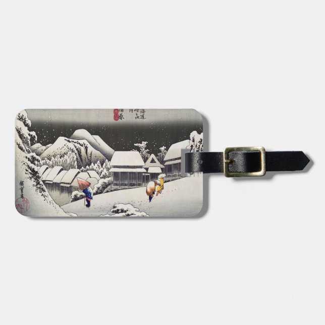 Utagawa Hiroshige - Evening Snow at Kanbara Luggage Tag (Front Horizontal)