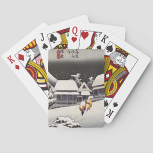 Utagawa Hiroshige - Evening Snow at Kanbara Playing Cards