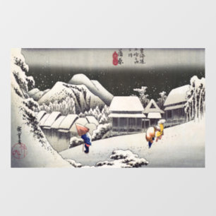 Utagawa Hiroshige - Evening Snow at Kanbara Window Cling