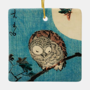 Utagawa Hiroshige - Horned Owl on Maple Branch Ceramic Ornament