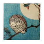 Utagawa Hiroshige - Horned Owl on Maple Branch Tile<br><div class="desc">Small Horned Owl on Maple Branch under Full Moon - Utagawa Hiroshige,  Woodblock print; ink and colour on paper,  1834</div>