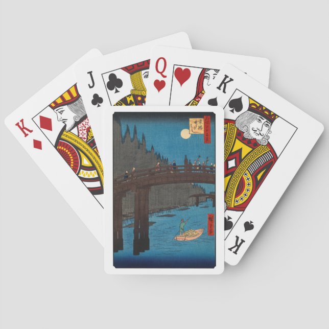 Utagawa Hiroshige - Kyoto Bridge by Moonlight Playing Cards (Back)