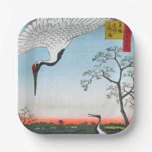 Utagawa Hiroshige - Minowa, Kanasugi, Mikawashima Paper Plate