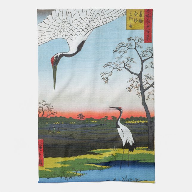 Utagawa Hiroshige - Minowa, Kanasugi, Mikawashima Tea Towel (Vertical)