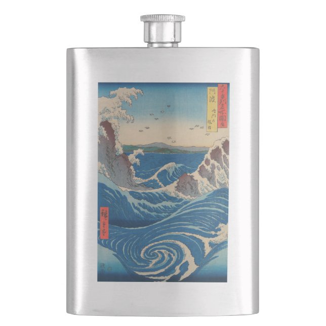 Utagawa Hiroshige - Naruto Whirlpool, Awa Province Hip Flask (Front)