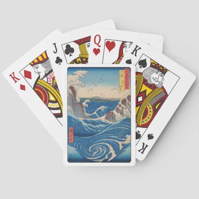 Utagawa Hiroshige - Naruto Whirlpool, Awa Province Playing Cards (Back)