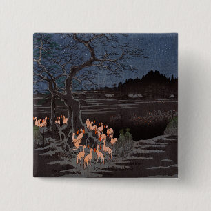 Utagawa Hiroshige - New Year's Eve Foxfires 15 Cm Square Badge