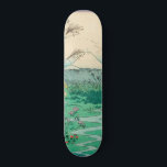 Utagawa Hiroshige - Otsuki Plain in Kai Province Skateboard<br><div class="desc">Otsuki Plain in Kai Province (Kai Otsuki no hara) - From the series Thirty-six Views of Mount Fuji - Utagawa Hiroshige,  Woodblock colour print,  1858. Ukiyo-e print shows wild flowers and a small brook in a field,  with mountains and a view of Mount Fuji in the background.</div>