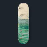 Utagawa Hiroshige - Otsuki Plain in Kai Province Skateboard<br><div class="desc">Otsuki Plain in Kai Province (Kai Otsuki no hara) - From the series Thirty-six Views of Mount Fuji - Utagawa Hiroshige,  Woodblock colour print,  1858. Ukiyo-e print shows wild flowers and a small brook in a field,  with mountains and a view of Mount Fuji in the background.</div>