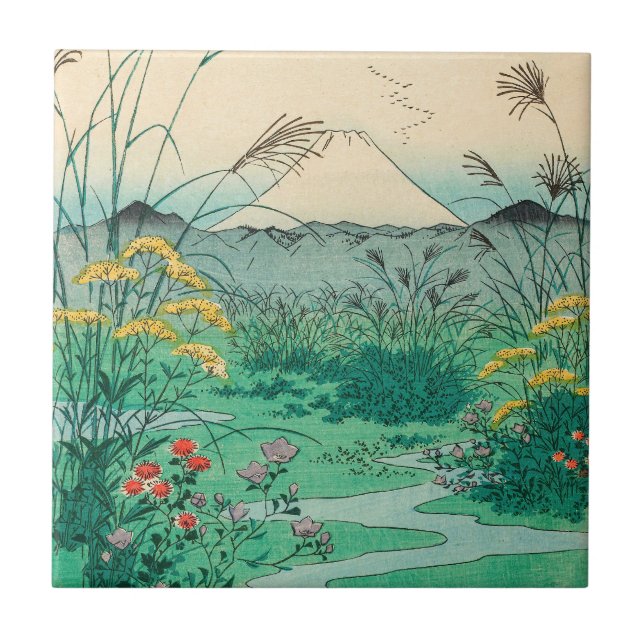 Utagawa Hiroshige - Otsuki Plain in Kai Province Tile (Front)