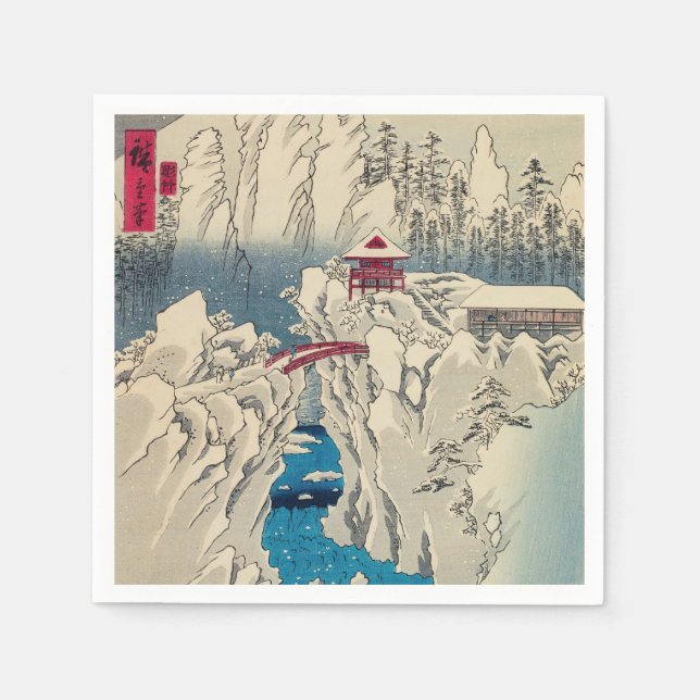 Utagawa Hiroshige - Snow on Mount Haruna Napkin (Front)