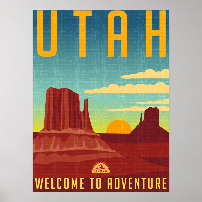Utah Adventure - Vintage Design Poster (Front)