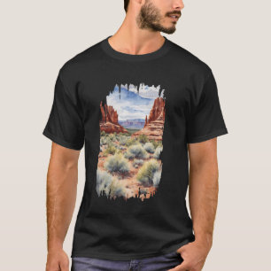 Utah America Painting Watercolor Art Vintage Trave T-Shirt