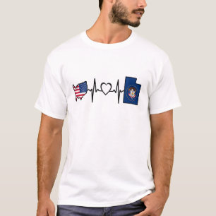 Utah American Flag - USA Utah Heartbeat T-Shirt