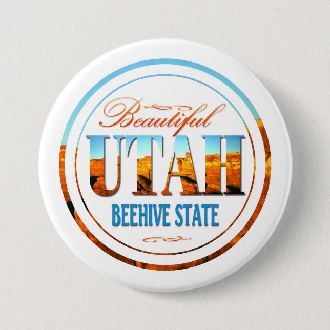 Utah Beehive State 7.5 Cm Round Badge (Front)