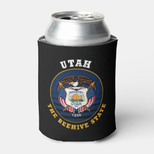 UTAH BEEHIVE STATE FLAG  CAN COOLER