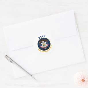 UTAH BEEHIVE STATE FLAG CLASSIC ROUND STICKER