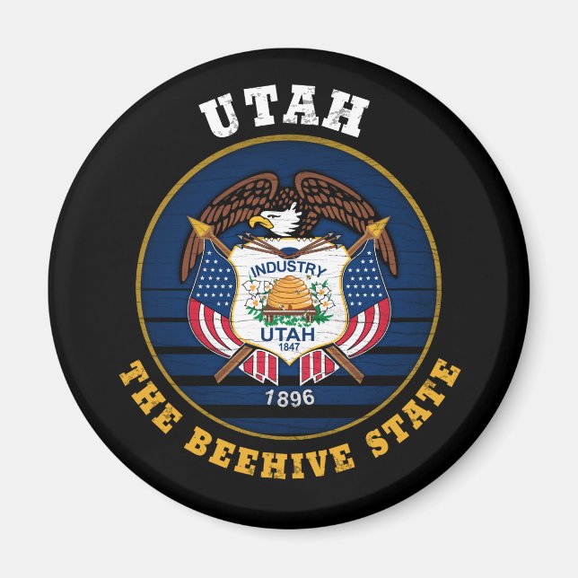 UTAH BEEHIVE STATE FLAG MAGNET (Front)