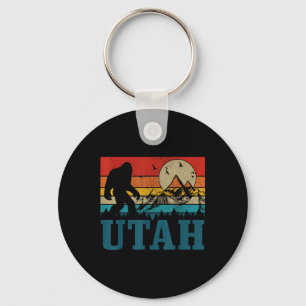 Utah Bigfoot Vintage Mountains Hiking Camping Hunt Key Ring