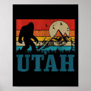 Utah Bigfoot Vintage Mountains Hiking Camping Hunt Poster