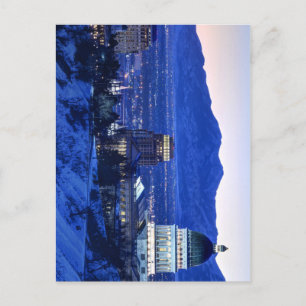 Utah Capitol And Oquirrh Mountains Winter Sunset Postcard