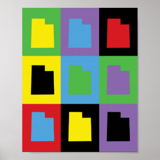 Utah Colorful Pop Art State Outline Pattern Poster