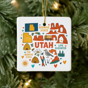 Utah Custom Family Trip Christmas Ceramic Ornament