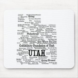 UTAH Custom Word Cloud mousepad - Black Text 