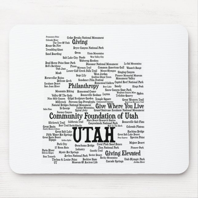 UTAH Custom Word Cloud mousepad - Black Text  (Front)